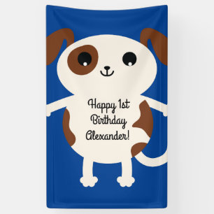 Puppy Dog Cute Colorful 1st Birthday Party Thema Spandoek