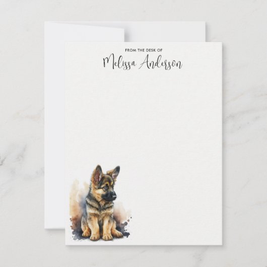 Puppy Dog Cute Personalized German Shepherd Notitiekaartje (Voorkant)