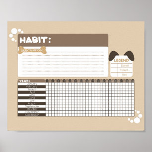 Puppy Dog Design Habit Tracker Poster