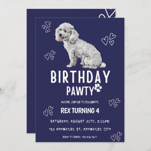 Puppy Dog Lets Pawty Anniversaire Fête Invitation (Devant / Derrière)