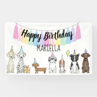 Puppy Dog Little Girl Birthday Party Spandoek