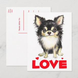 Puppy Dog Long Hazard Waterverf Chihuahua Love Briefkaart