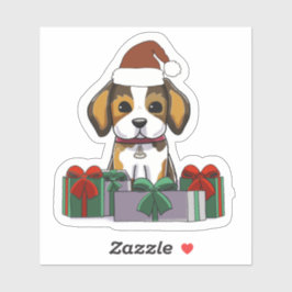 Puppy Dog met Cadeaus Kerst stickers