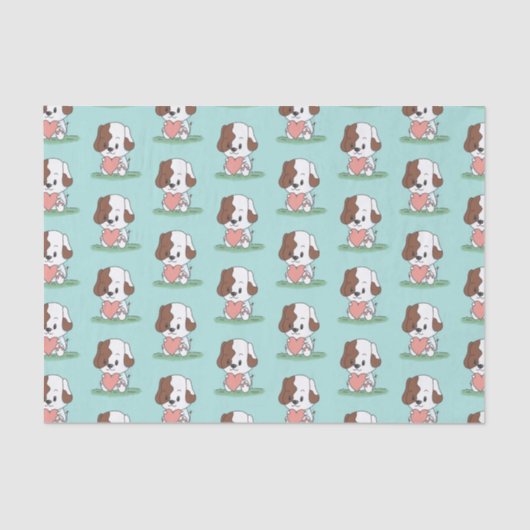 Puppy Dog met hart Tissuepapier (Voorkant)