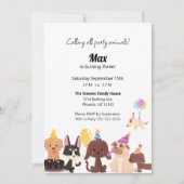 Puppy Dog Party Dieren Verjaardag Uitnodiging (Voorkant)