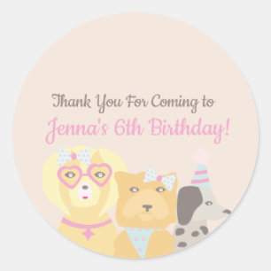 Puppy Dog Party Favor Classic Round Sticker