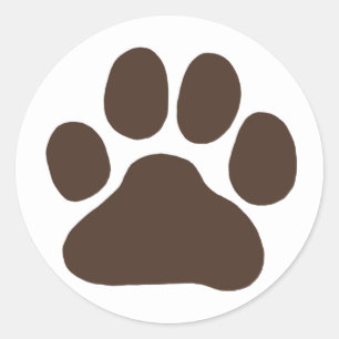 Puppy Dog Paw Print   Schattigee Canine Pawprint Ronde Sticker
