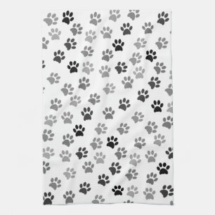 Puppy Dog Paw Print   Wit en grijs Theedoek