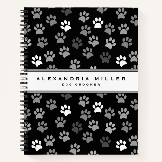 Puppy Dog Paw Print | Zwart roze en grijs Notitieboek (Voorkant)