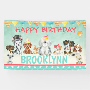 Puppy Dog Pawty Happy Birthday Banner
