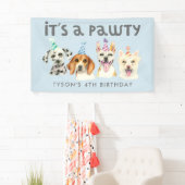 Puppy Dog Pawty Verjaardagsfeestje Waterverf Spandoek (Insitu)