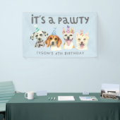 Puppy Dog Pawty Verjaardagsfeestje Waterverf Spandoek (Beurs)