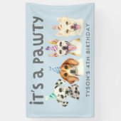 Puppy Dog Pawty Verjaardagsfeestje Waterverf Spandoek (Verticaal)