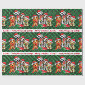 Puppy Dog Persoonlijke naam Groene met kerstmis Cadeaupapier (Vlak)