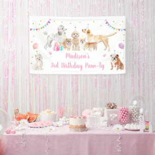 Puppy Dog Pink Girl Paw-ty Birthday Spandoek