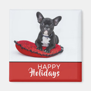 Puppy Dog Prettige feestdagen Pet Photo Red Magneet