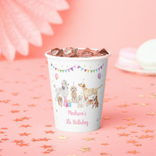 Puppy Dog Roze Goud Paw-ty Meisje Verjaardag Papieren Bekers