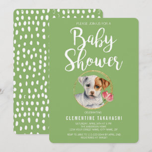 Puppy Dog Spring Baby shower Kaart