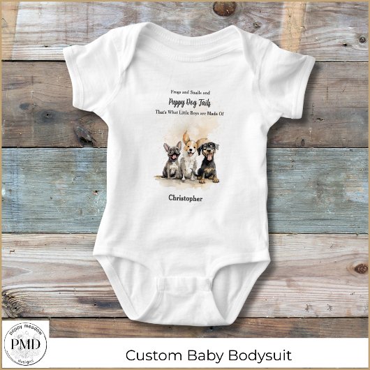 Puppy Dog Tails Rhyme Baby Boy Gepersonaliseerd Romper