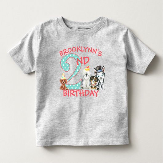 Puppy Dog Theme 2e verjaardag Kinder Shirts (Voorkant)