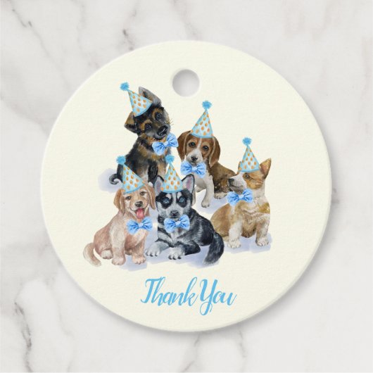 Puppy Dog Theme Birthday Party Dank u Bedankjes Labels (Voorkant)