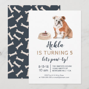 Puppy dog verjaardagsuitnodiging, laten we poeit! kaart