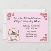 Puppy Dog verjaardagsuitnodigingen voor meisjes Kaart (Voorkant)