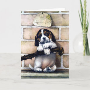 Puppy dog voor verkoop schattige  illustratie kaart
