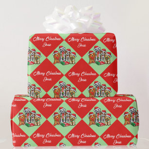 Puppy Dogs Personaliseer naam Merry Kerstrolll W Cadeaupapier