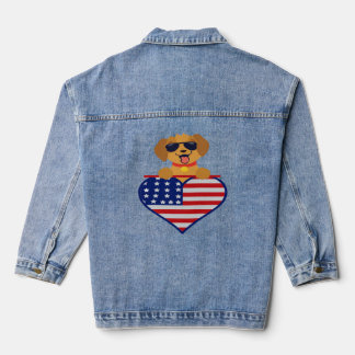 Puppy Dragen Zonnebril USA Flag Hart Vrouwen Denim Jacket