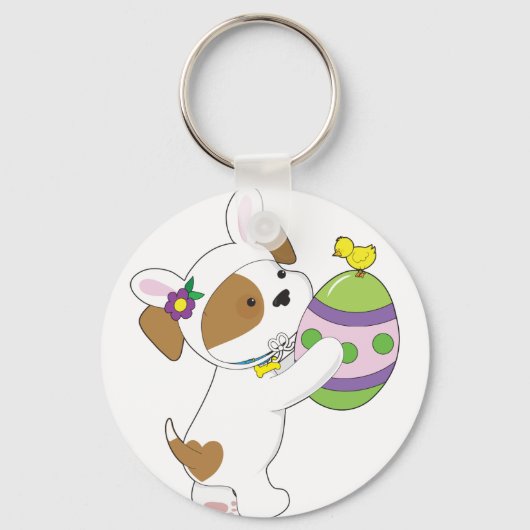 Puppy Easter Cute Puppy Sleutelhanger (Voorkant)