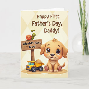 Puppy Eerste Vaderdag Kaart