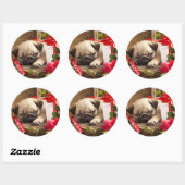 Puppy en cadeaudoos ronde sticker (Vel)