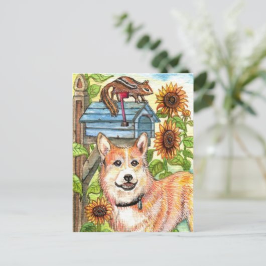 Puppy en Chipmunk per postbus Briefkaart (Staand voorkant)