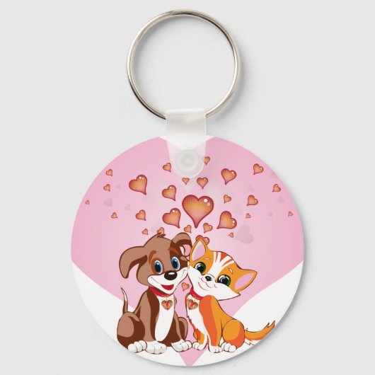 Puppy en Kitten Hearts Sleutelhanger (Voorkant)