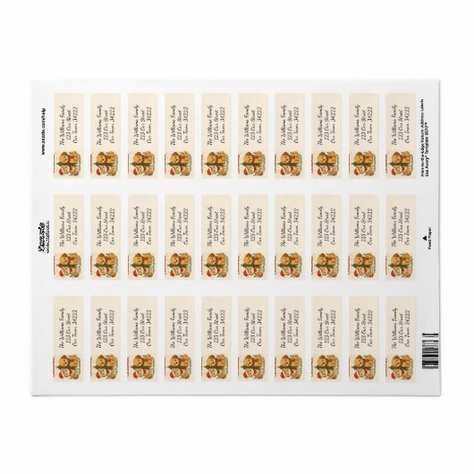 Puppy en kitten kerstsfeer etiket (Full Sheet)