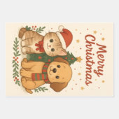 Puppy en kitten kerstsfeer inpakpapier vel (Voorkant 2)