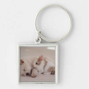 Puppy en konijn sleutelhanger