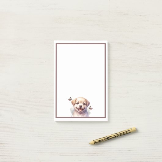 Puppy en vlinders post-it® notes (Op bureau)