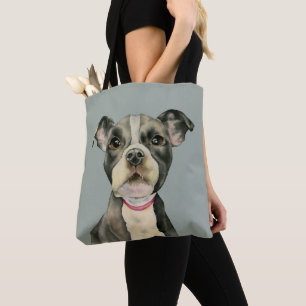 Puppy Eyes   Kute Pit Bull Terrier Dog Tote Bag