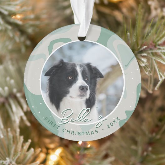 Puppy First Kerstborder Collie Dog Foto Ornament (Boom)