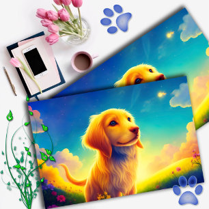 Puppy Flowers Bright Fun Inspirerend Field Dog Briefkaart
