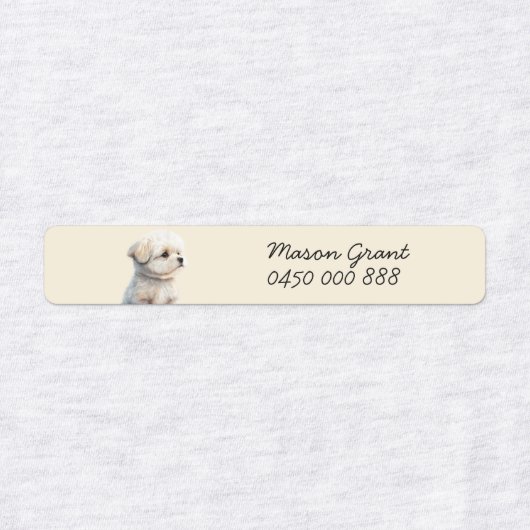 puppy gepersonaliseerde naam & telefoonnummer ijze labels (Design 1)