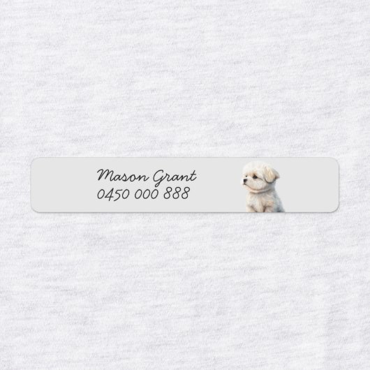 puppy gepersonaliseerde naam & telefoonnummer ijze labels (Design 2)