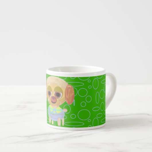 Puppy Green Circles Loops Espresso Kop (Voorkant rechts)