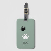 Puppy Heart Paws Monogrammed Bagagelabel (Voorkant (verticaal))