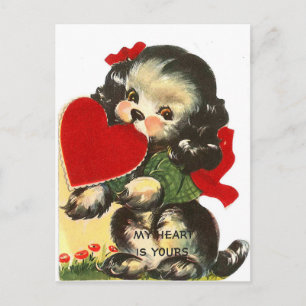 Puppy heart   Vintage Valentine   Carte postale