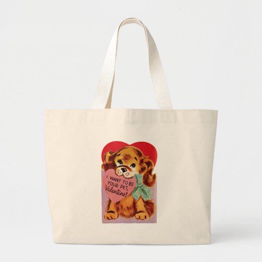  Puppy Holds Heart Valentijn Grote Tote Bag (Voorkant)