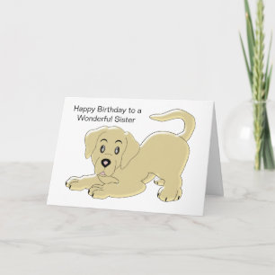 Puppy Hond Gepersonaliseerde Zus Verjaardag Kaart