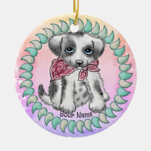 Puppy Hond Keramisch Ornament (Voorkant)